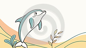 Playful Dolphin Leaping Over Ocean Wave, vector design Generative AI