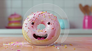 Playful Donut Wallpaper, generative ai