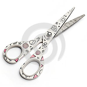 Doodle scissors isolated on white background