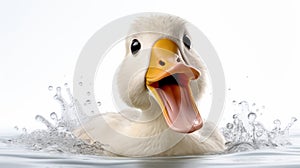 Playful Duck With Open Mouth In John Wilhelm Style photo