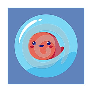 Emoticon Floating Inside Transparent Bubble