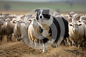 A playful and energetic Border Collie herding sheep - This Border Collie is herding sheep, showing off its playful and energetic