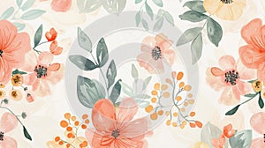 A playful and feminine font incorporating watercolor floral illustrations. photo