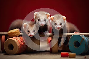 Playful ferrets