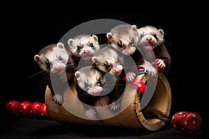 Playful ferrets