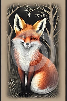 Playful Fox in Watercolor
