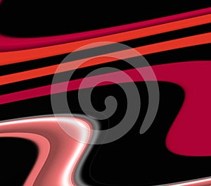 Playful geometries in black red pink orange hues, abstract background, fantasy