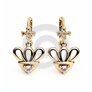 Playful Gold Tone Crown Earrings - Neoclassicist Design