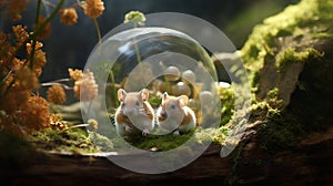 Playful Hamsters Discovering a Cozy Transparent Habitat
