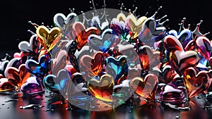 Playful Hearts: A Colorful Explosion of Love