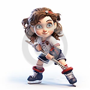 Playful Hockey Girl: A Cartoony Animated Character In Tiago Hoisel Style