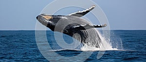 A Playful Humpback Whale Calf Joyfully Leaps Out Of The Ocean