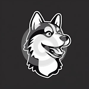 Playful Husky Dog Face Logo In Andy Singer Style