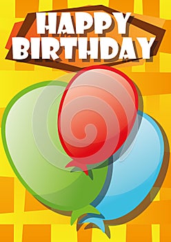 Playful Illustration Birthday Card Balloons