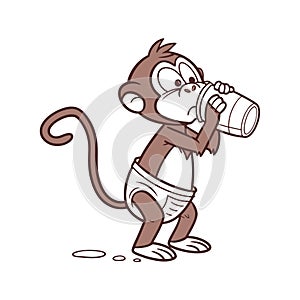 Monkey Drinking Water with Strain