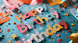 A playful image with puzzle pieces coming together to form a birthday message. simple cartoon happy birthday background with the