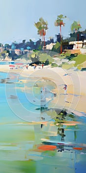 Playful Impressionism: A Vibrant Beach Painting With Water Sound photo