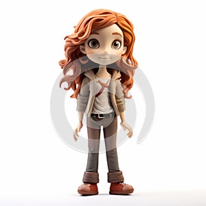 Playful Innocence: Detailed 3d Character Design With Red Hair