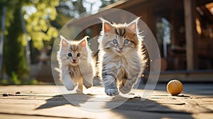 Playful Kittens in Sunlit Living Room