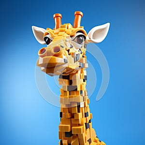 Playful Lego Giraffe Head Photorealistic Rendering With Interlocking Structures photo