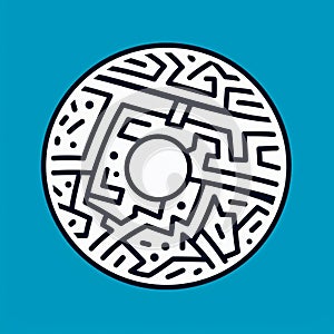 Playful Line Drawing Of A Maze-like Ball In Keith Haring Style