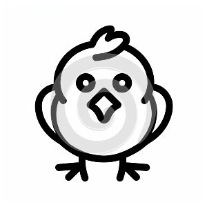 Playful Line Icon Of A Chicken With Clever Wit