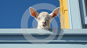 Peeking Goat: A Pop-culture Infused, 8k Resolution, Ultra Hd Moment Captured photo