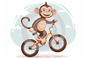 Playful Monkey Riding Unicycle