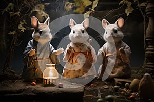 Playful moon rabbits, bestowing luck and fortune to those who encounter them - Generative AI