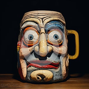 Playful Morbidity: Outsider Art Inspired Beer Mug With Crazy Face