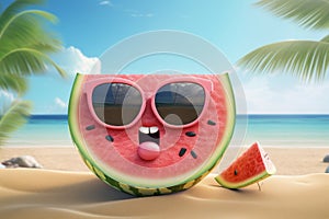 A playful offbeat composition of a slice of watermelon