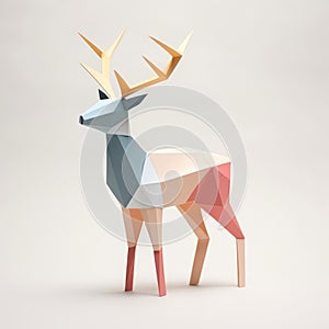 Playful Origami Deer Sculpture: Minimalist Geometric Artwork