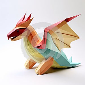 Playful Origami Dragon: Minimalist Wyvern Art With Colorful Details