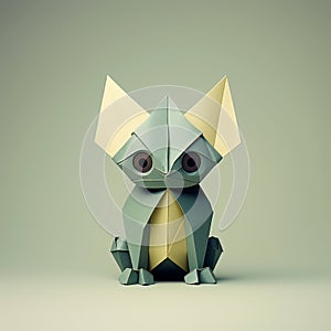 Playful Origami Gremlin A Minimalist Composition With Curiosity And Friendliness