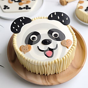 Playful Panda Cake On Wooden Table - Cute And Delicious Dessert