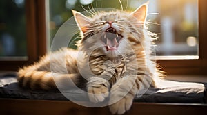 A Playful Pet Cat Charming Yawns