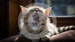 A Playful Pet Cat Charming Yawns