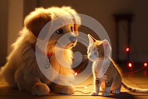 Playful Pets Engaging in Heartwarming