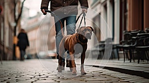 Playful pets with their friends and families. Walk with pet in city. AI-Generated