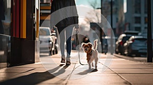Playful pets with their friends and families. Walk with pet in city. AI-Generated