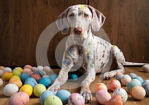 Playful Picasso-Inspired Bunny Pup and Paint-Splattered Eggs (AI Generated)