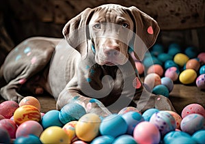 Playful Picasso-Inspired Bunny Pup and Paint-Splattered Eggs (AI Generated)