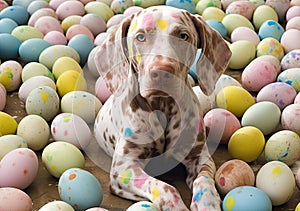 Playful Picasso-Inspired Bunny Pup and Paint-Splattered Eggs (AI Generated)