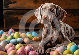 Playful Picasso-Inspired Bunny Pup and Paint-Splattered Eggs (AI Generated)