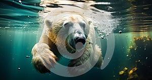 Playful Polar Bear Swimming Underwater Adventure