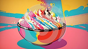 A Playful Pop Art Ice Cream Delight.AI Generated