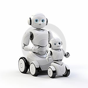 Playful And Precise: 3d Rendering Of Caregiver Robot In White photo