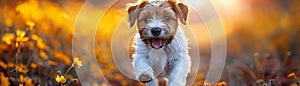 Playful puppy in a sunny field