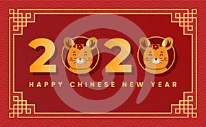 Playful rat face in greeting Chinese New Year post card