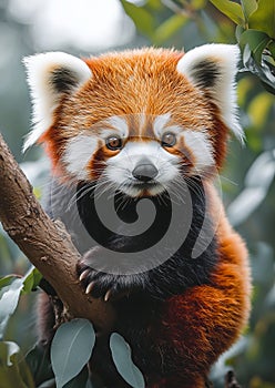 Playful Red Panda Among Greenery photo